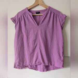 Splendid Linen Blend V-Neck Purple Blouse Medium